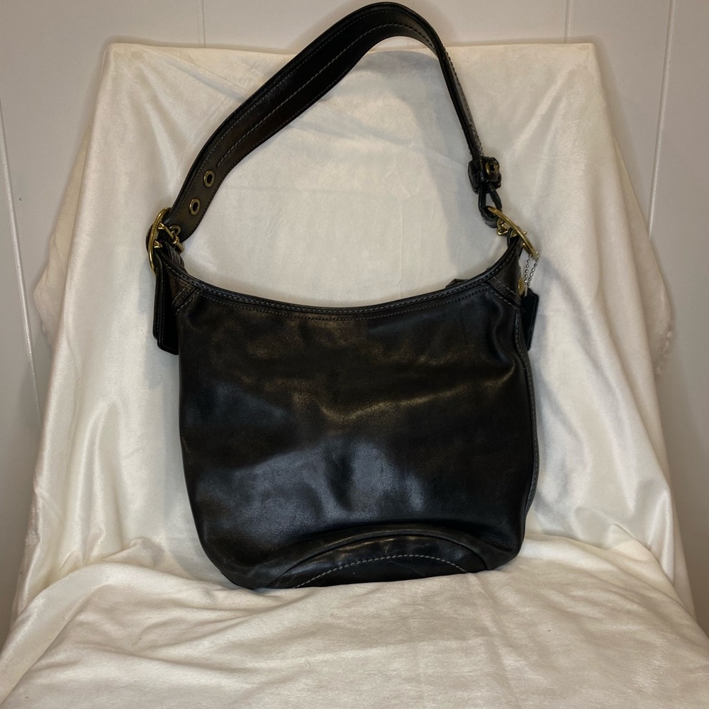 Coach Bleeker Tattersall Duffle Bucket Black Leather Shoulder Bag - Picture 3 of 12